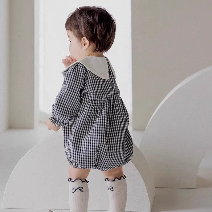 60-90】丸襟チェックロンパース – PetitKid
