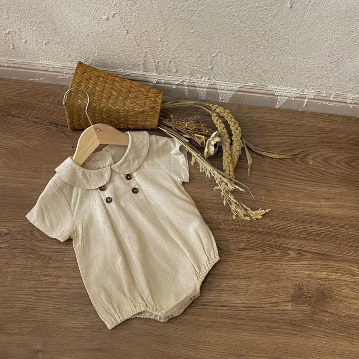 【ともたん】ロンパース＆スタイ 60-90】ダブルボタンストライプロンパース – PetitKid