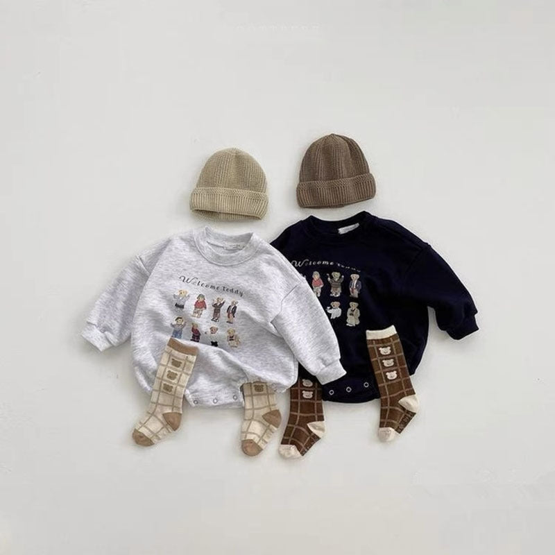 テディロンパース【美品】 BABY】テディベアスウェットロンパース – PetitKid